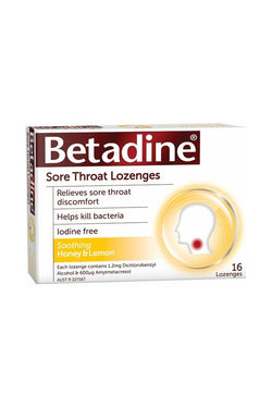 BETADINE Sore Throat Lozenges Honey & Lemon 16