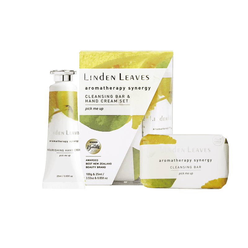 Linden Leaves Aromatherapy Synergy Pick Me Up Hand Cream & Cleansing Bar Set