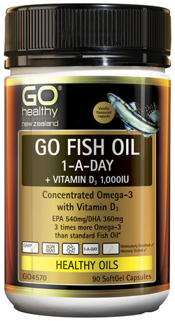 GO Fish Oil 1aDay +VitD 1000IU 90C