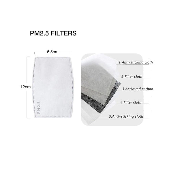PM 2.5 Face Mask Filters 5 Pack