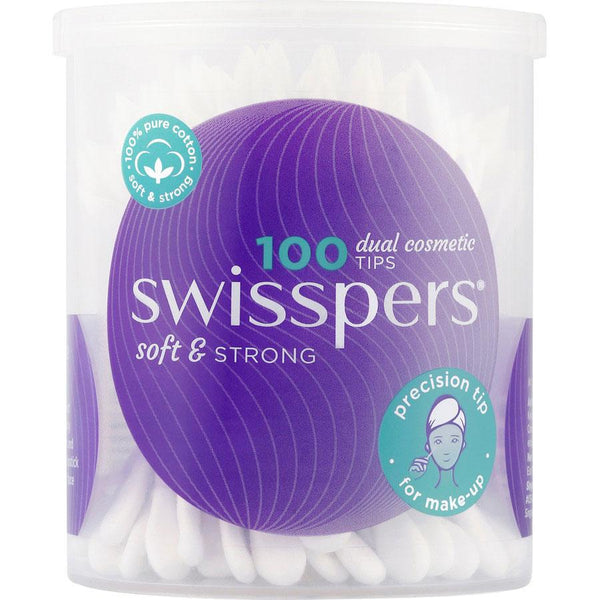 SWISSPERS Cotton Tips 100 Plastic Tub