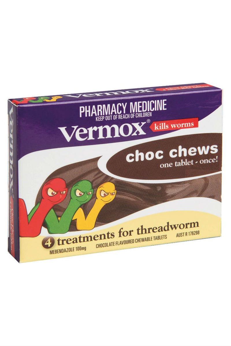 VERMOX Choc Chews Tabs 4s