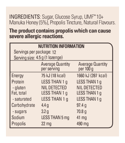 COMVITA Manuka Honey Lozenges Lemon & Honey 12s