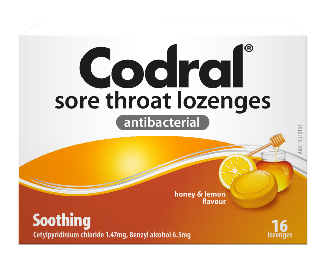 CODRAL Sore Throat Lozenges Honey/Lemon 16s