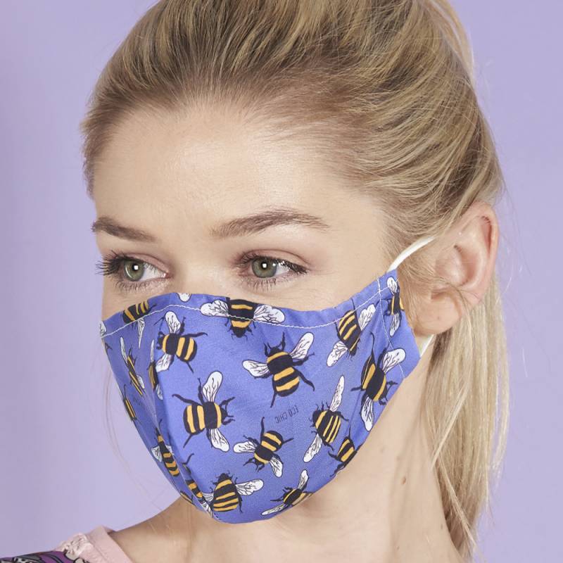 ECO CHIC Face Mask Blue Bee Reusable