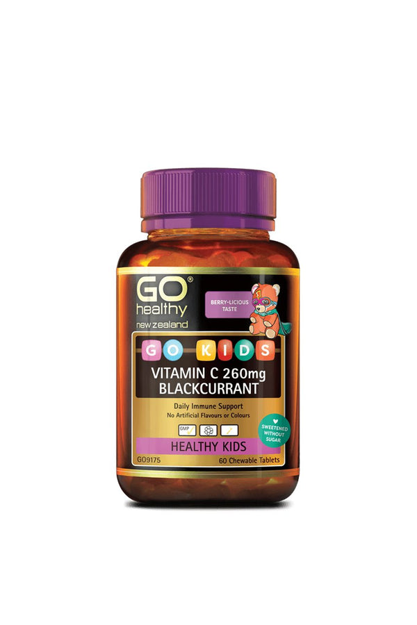 GO HEALTHY Kids Vitamin C 260mg Blackcurrant 60 Chewable Tablets