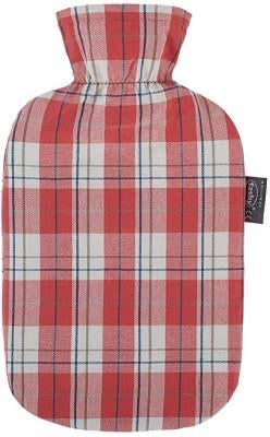 FASHY 6536-47 Hot Water Bottle +Cover Tartan Coral 2L